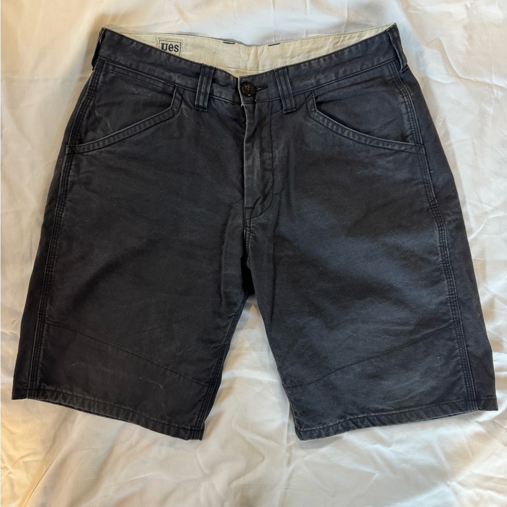 UES Men's Black Shorts 100% cotton Sulphur dyed made in Japan